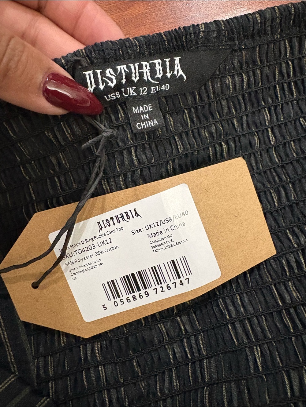 NWT Disturbia Jenna Stripe D-Ring Buckle Cami Top- size 8 - Picture 8 of 9